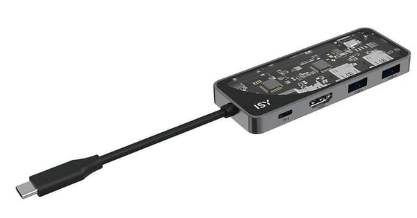 ISY IAD-1028-2 USB-C 4-i-1 multiportadapter 2x USB 3.1 type A, 1x C, HDMI 2.0
