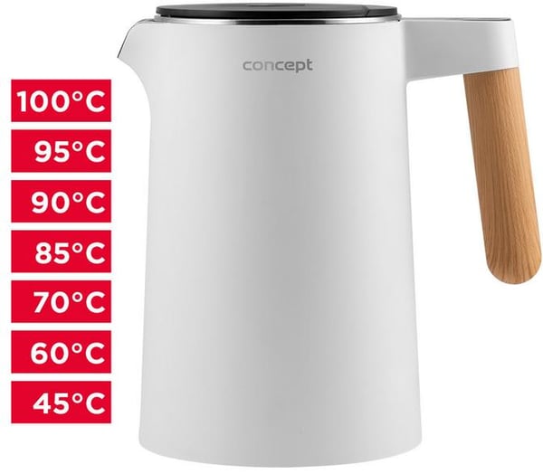 Langaton vedenkeitin Concept RK3300 — 1,7 l, lasia ja ruostumatonta terästä, LED-valaistus
