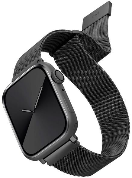 UNIQ Dante — ranneke Apple Watch 44/45/46 mm:lle (grafiitti, ruostumaton teräs, magneettilukko)