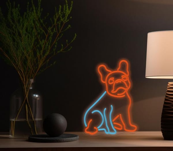 LED Neon Manta-stillampor Hund Fransk Bulldogg SNL68MT