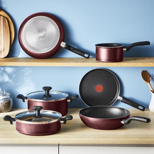TEFAL Simply Cook H0580702 Stegepande – 30 cm, Bordeauxrød