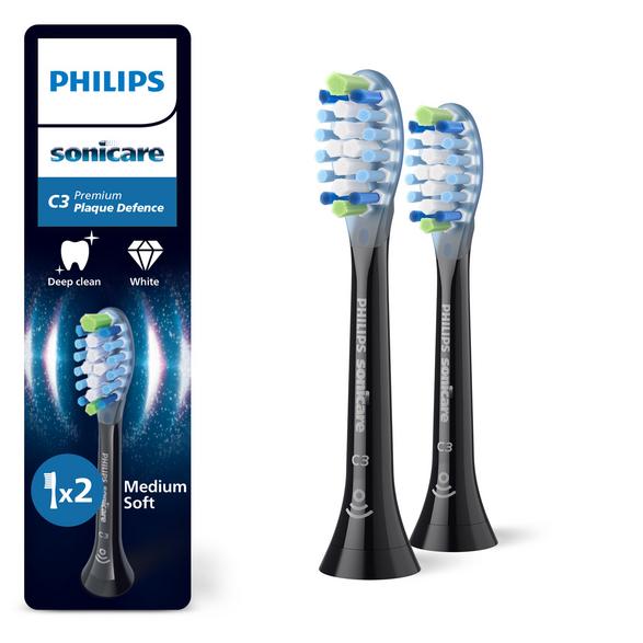 Børstehoved til PHILIPS SONICARE Premium Plaque Defence HX9042/88 2 stk. Sort