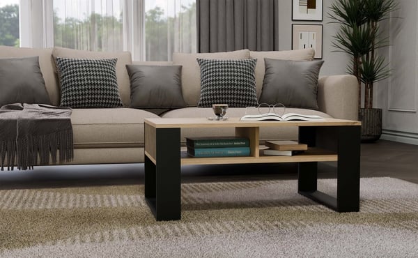 Moderni 2P SLIM -sohvapöytä, Artisan Oak, Musta