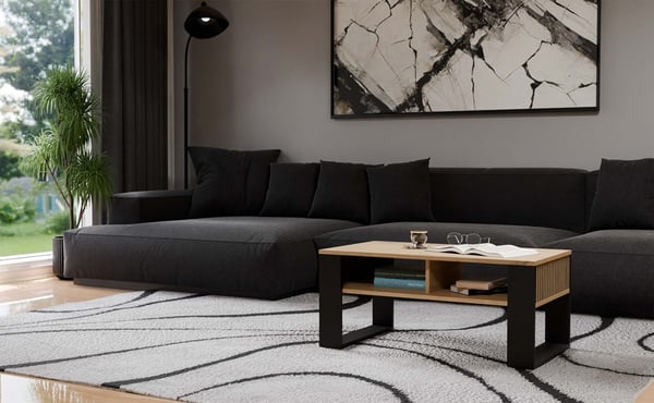 Moderni 2P SLIM -sohvapöytä, Artisan Oak, Musta