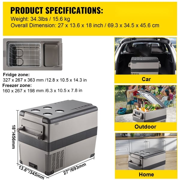 45L kompressori jääkaappi veneeseen, kuorma-autoon ja autoon - tehokas 45W mini jääkaappi.