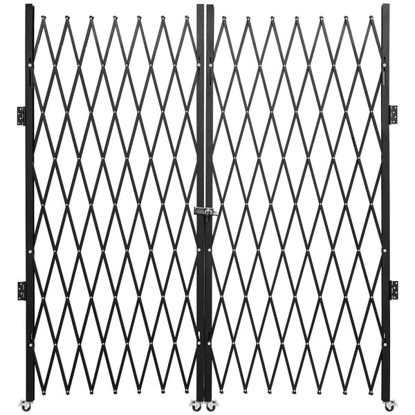 Dobbelt foldesikringsport, 6½' H x 12' B, stålharmonika-lås, fleksibel sikkerhedsport, 360° rullebarrikade, sakseport eller låge med nøgler.