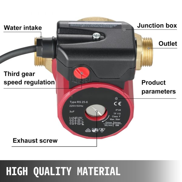 Højtryks vandpumpe 50 L/min, 220 V pump med stille drift og tretrins kontaktswitch, perfekt til bygninger og boliger.