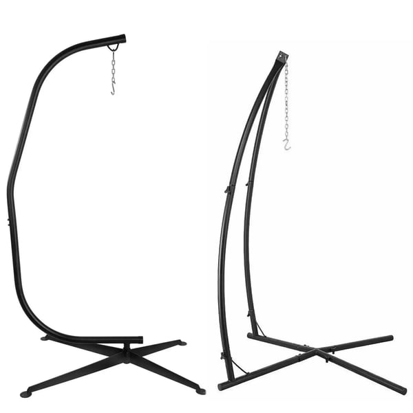 Hængestol/Hængekøje, C-stativ i metal, 330 lbs bæreevne, 360° rotation, til terrasse/balkon, armygrøn