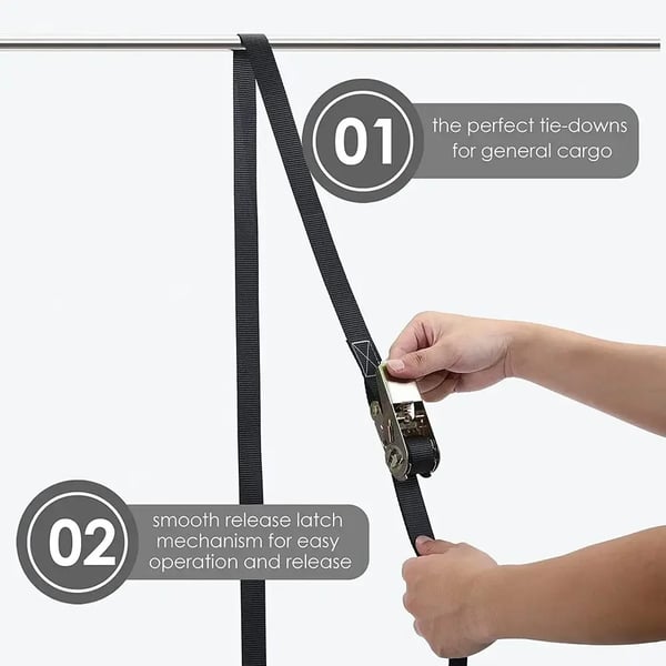 Surringsbånd Skralleremme - Med Skralde - 10-pak - 25 mm Bredde - 6 m Længde - 800 kg Lastekapacitet - 100% Polyester - Endeløs Rem - Sort