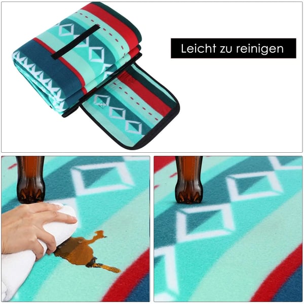 Picnic tæppe - Strandtæppe - Sammenfoldeligt - Størrelse 2x3 m/2x2 m - Let & Bærbar - Udendørs & Camping - Lysegrå