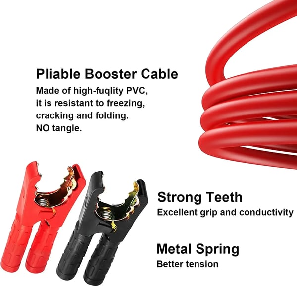 Startkabler - Startkabelsæt - 1500 A - 6 m - 30 mm² - Kobberledere - 12/24 V - Bil/Lastbil - Blå