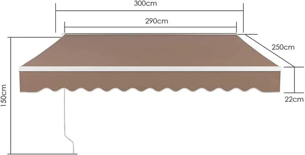 Altan-/terrassemarkise - Knækarmsmarkise - Mål 3 x 2,5 m - Manuel indtrækkelig - PA-belagt markisedug - Ramme i aluminiumslegering - Rød