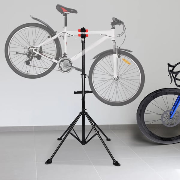 Polkupyörän huoltoteline - Taittuva työjalusta - MTB- ja maantiepyörille - Korkeus 107,9–189,8 cm - Enimmäiskuorma 50 kg - Musta/Punainen