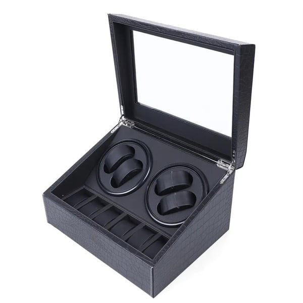 Urbevæger Watch Winder - Automatisk displayboks - 10 Ure - MDF/PU/Glas - 100–240V - Miljøvenlig - Sort