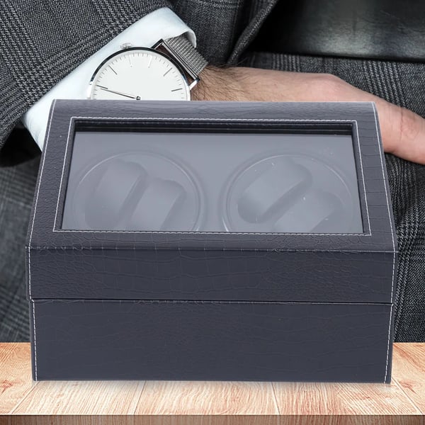 Urbevæger Watch Winder - Automatisk displayboks - 10 Ure - MDF/PU/Glas - 100–240V - Miljøvenlig - Sort