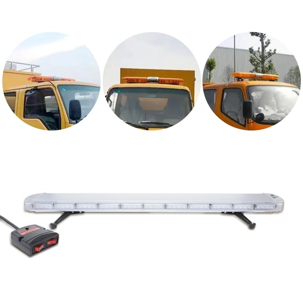 LED Advarselslysbjælke - Stroboskop Tag-lysbjælke - 131 cm, 96 LED, 12/24 V, 96 W, 5 m Kabel - Ravgul