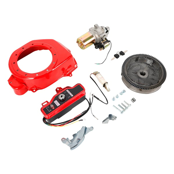 Elstart-sæt - Elektrisk Starterkit - Til GX160/GX200 - Effekt 5,5–6,5 HK - Firtakt - Med Startmotor, Svinghjul, Ladspole, Tænding, Blæserkåbe