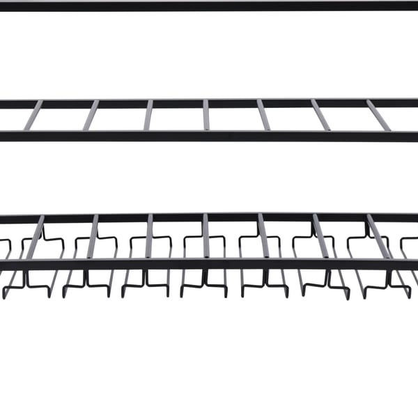 Seinään asennettava viiniteline, 3-tasoinen malli, 80×25×55 cm, musta – loistava lahja viininystäville