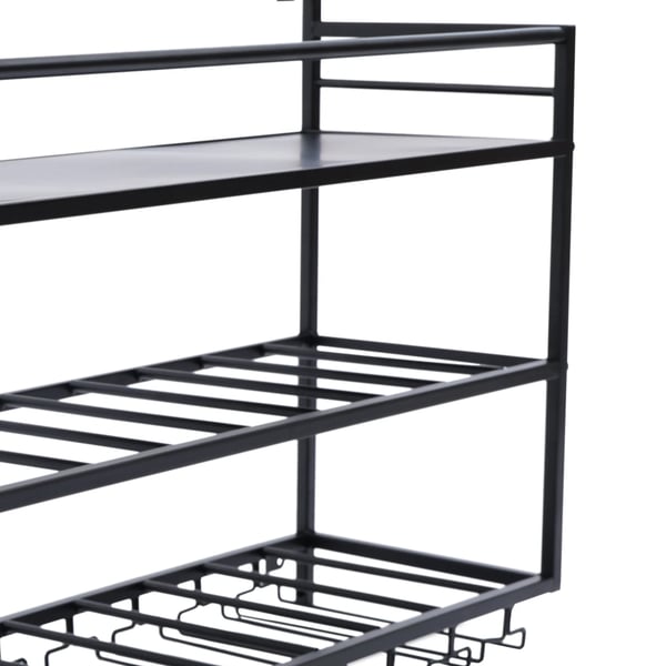 Seinään asennettava viiniteline, 3-tasoinen malli, 80×25×55 cm, musta – loistava lahja viininystäville