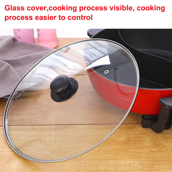Yuanyang Hot Pot - Elektrisk hotpot-gryde - 6 L - 1300 W - Delt 2 smage - Rustfrit stål - Rød