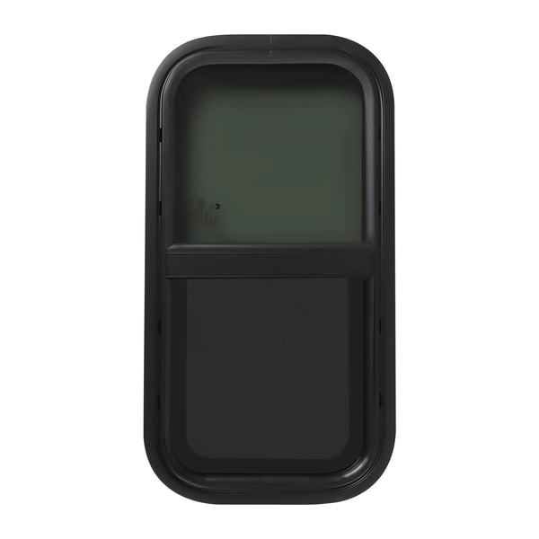 Skydevindue til autocamper & trailer - RV-vindue - 60 x 30 cm - Insektnet - Tonet hærdet glas - Klemmontering 46–60 mm - Pulverlakeret aluminium