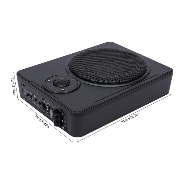 Bil subwoofer - Ultratynd under-sæde, lukket system - 20 cm - 600 W - 12 V - 20–150 Hz - >90 dB SNR - Aluminiumlegering - Sort