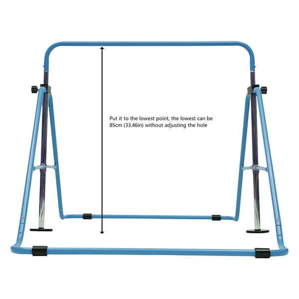 Lasten voimistelutanko - Säädettävä kipputanko - Korkeus 85–129,5 cm - Taitettava - Teräsrunko - 100 kg - 108×148,5 cm - Sininen
