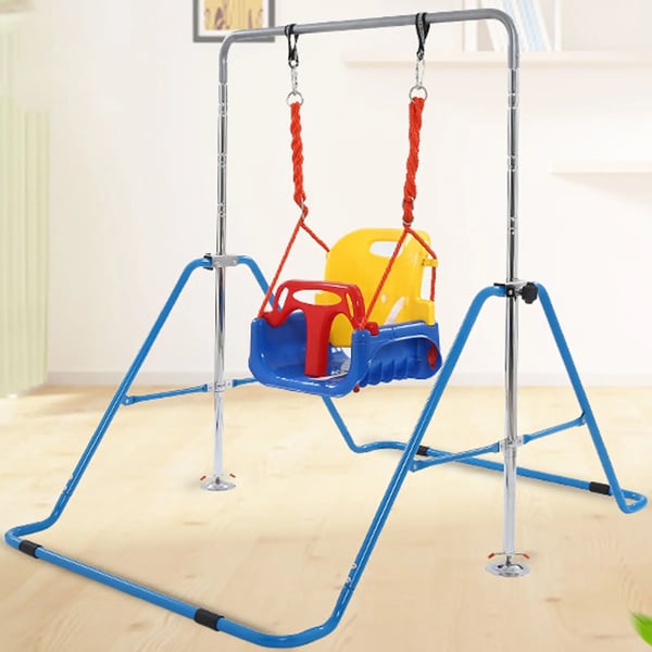 Lasten voimistelutanko - Säädettävä kipputanko - Korkeus 85–129,5 cm - Taitettava - Teräsrunko - 100 kg - 108×148,5 cm - Sininen