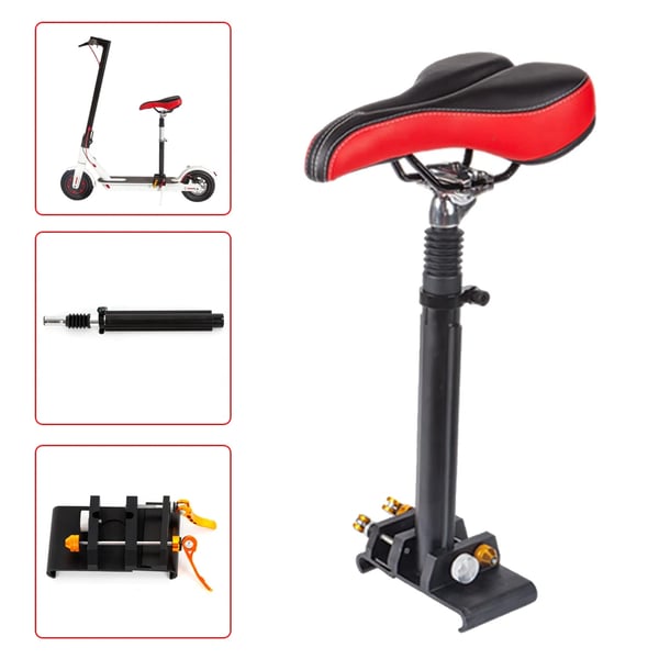 E-scooter Sæde - Støddæmpende Sædesæt - Højde 40–60 cm - Sadel 26×16 cm - Til Trædeflade 14–15,2 cm - Beslag 9–10 mm - PU + Aluminiumlegering
