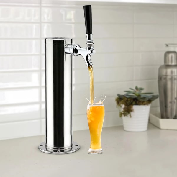 Fadølstårn til kegerator - Enkel taphane - 1 hane - Rustfrit stål - Dækmontering - Bar/Hjemmebryg - Lysegrå
