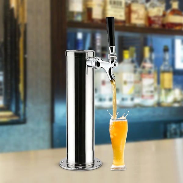 Fadølstårn til kegerator - Enkel taphane - 1 hane - Rustfrit stål - Dækmontering - Bar/Hjemmebryg - Lysegrå