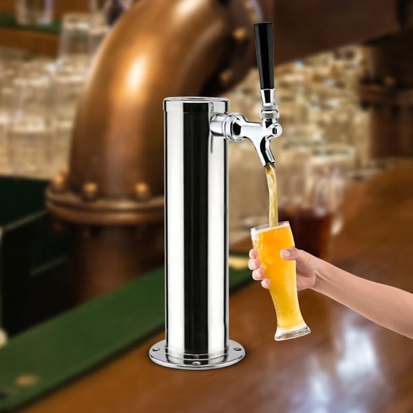 Fadølstårn til kegerator - Enkel taphane - 1 hane - Rustfrit stål - Dækmontering - Bar/Hjemmebryg - Lysegrå