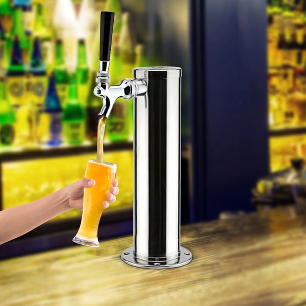Fadølstårn til kegerator - Enkel taphane - 1 hane - Rustfrit stål - Dækmontering - Bar/Hjemmebryg - Lysegrå