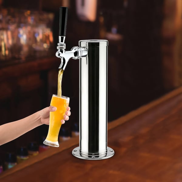 Fadølstårn til kegerator - Enkel taphane - 1 hane - Rustfrit stål - Dækmontering - Bar/Hjemmebryg - Lysegrå