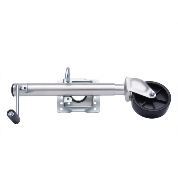 Støttehjul/Jockeyhjul til trailer campingvogn autocamper - Automatisk støttehjul - Maks belastning 544 kg - 50 mm rørdiameter - Galvaniseret stål