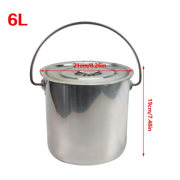 Rustfri mælkespand - Spand med låg - 6 liter - Ekstra tykt rustfrit stål - Til mad og mælk - Tåler kogende vand - Hvid