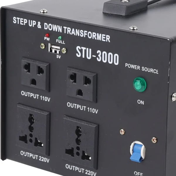 Spændingsomformer, ringkerne-transformator, 3000 W, 110–220 V op-/nedkonvertering, EU-adapter med USB-port