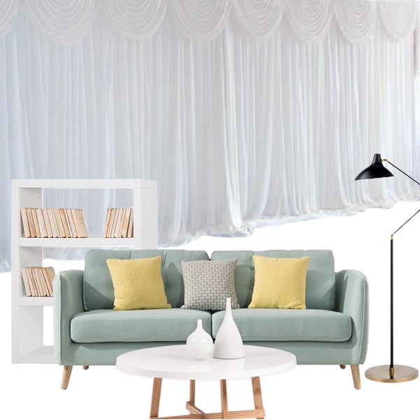 Voile gardin - Vinduesgardin - Gennemsigtig - 1 Panel - Ice silk-stof - Til fladt vindue - Moderne stil - Stue - Hvid