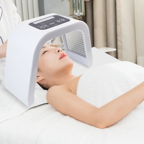 LED lysterapi ansigtsmaske 7 farver, PDT hudplejemaskine til hudforyngelse, hvid