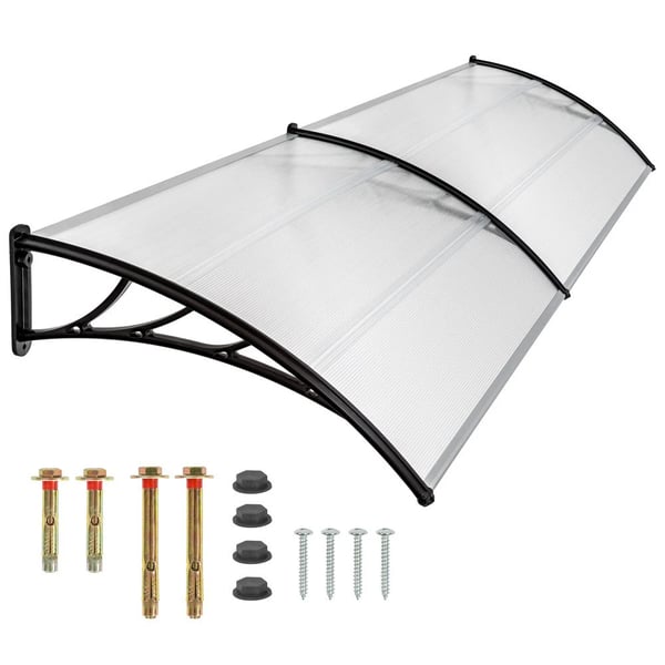 Dørtag/Dørskærm - 150 cm - Polycarbonat - Aluminiumsramme - UV-beskyttelse - Vægmonteret - Lysegrå