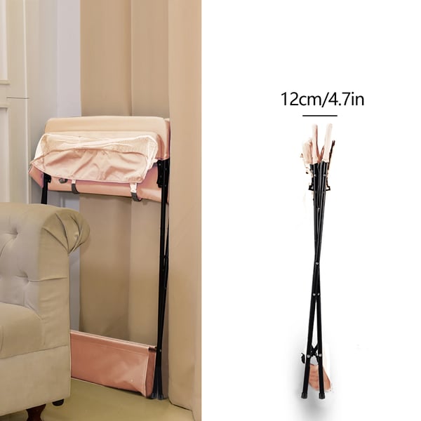 Baby puslebord, foldbar bleskiftestation, med opbevaring og hjul, sort
