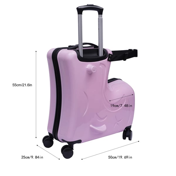 20″ børnekuffert, ride-on spinner-trolley, vandtæt, pink