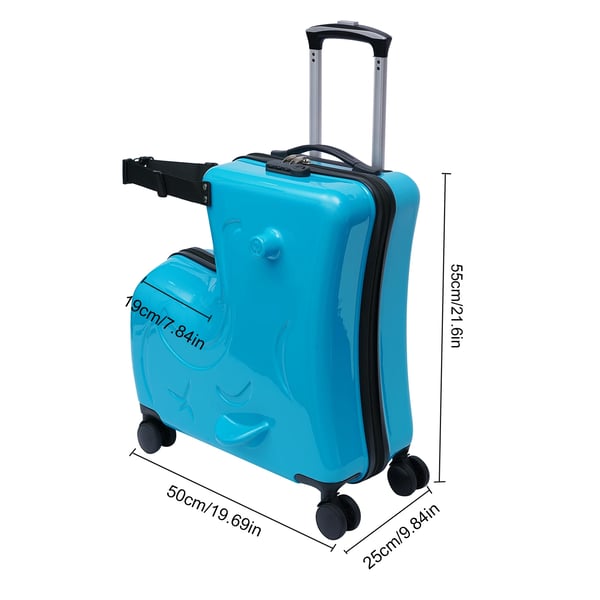 20″ børnekuffert, ride-on spinner-trolley, vandtæt, pink