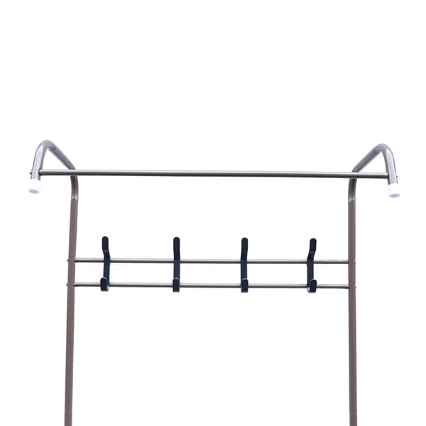 Fritstående tøj- og skostativ, garderobestander i brun metal, 4 kroge
