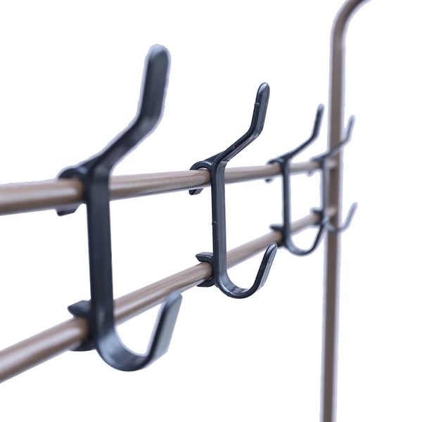 Fritstående tøj- og skostativ, garderobestander i brun metal, 4 kroge