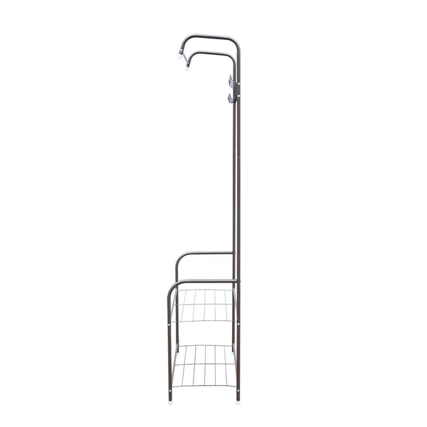Fritstående tøj- og skostativ, garderobestander i brun metal, 4 kroge