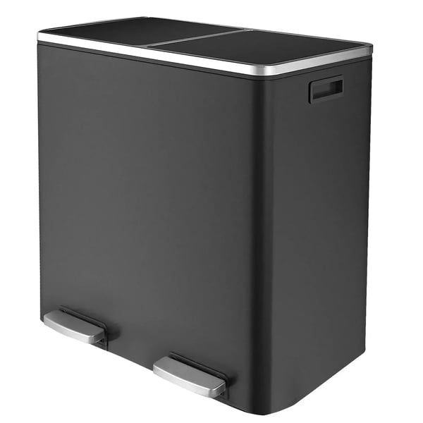 Pedalhink 10 L för kök, rektangulär, mjukstängande lock, svart