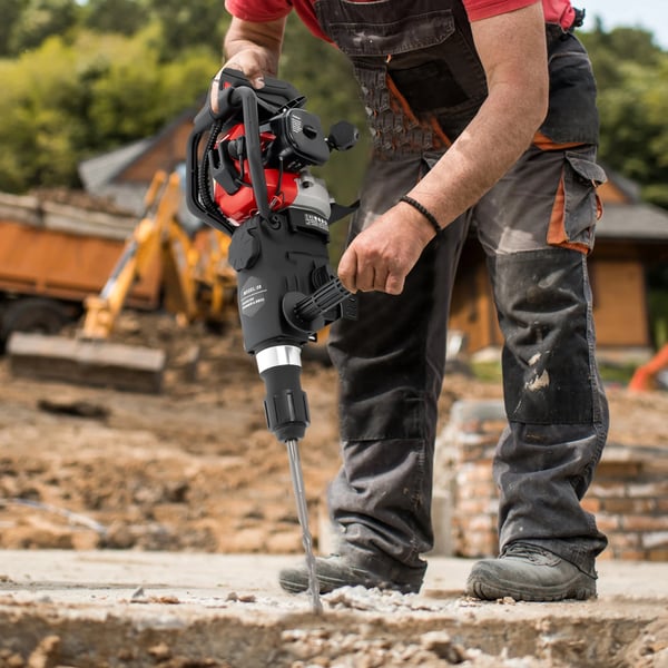 3-in-1 monitoimi purkuvasara, bensiinikäyttöinen 2-tahti 32,6 cc betoninmurskain/porakone, musta