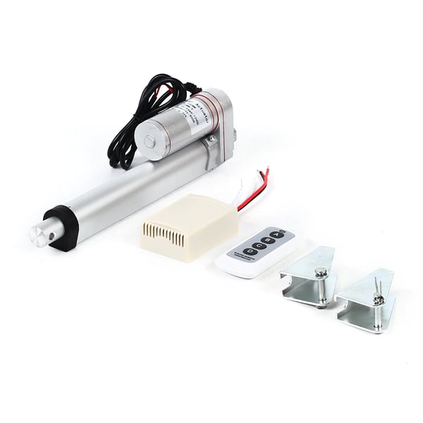 Lineaaritoimilaite - 12V DC moottori - Kaukosäädin erittäin herkällä vastaanottimella - Nopeus 10 mm/s - Max 3 A - IP54 - Alumiiniseos - Punainen