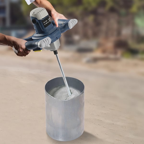 Beton- og mørtelblander 1400W, håndholdt bærbar el-mixer, 6 hastigheder, 1200 omdr./min, blå